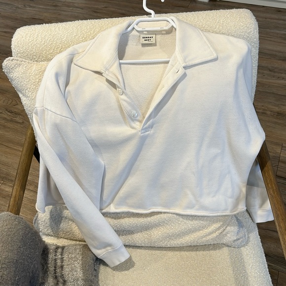 Aritzia Sunday Best Cropped Fleece Polo (Rugby Sweater) - Picture 2 of 5